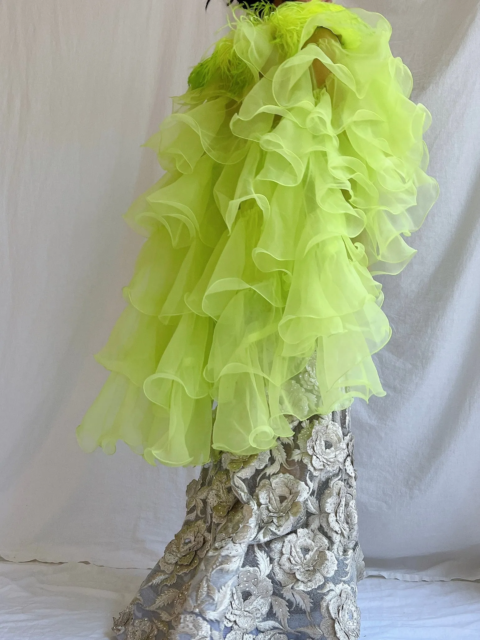Vintage Feather Ruffle Shawl - OSFA