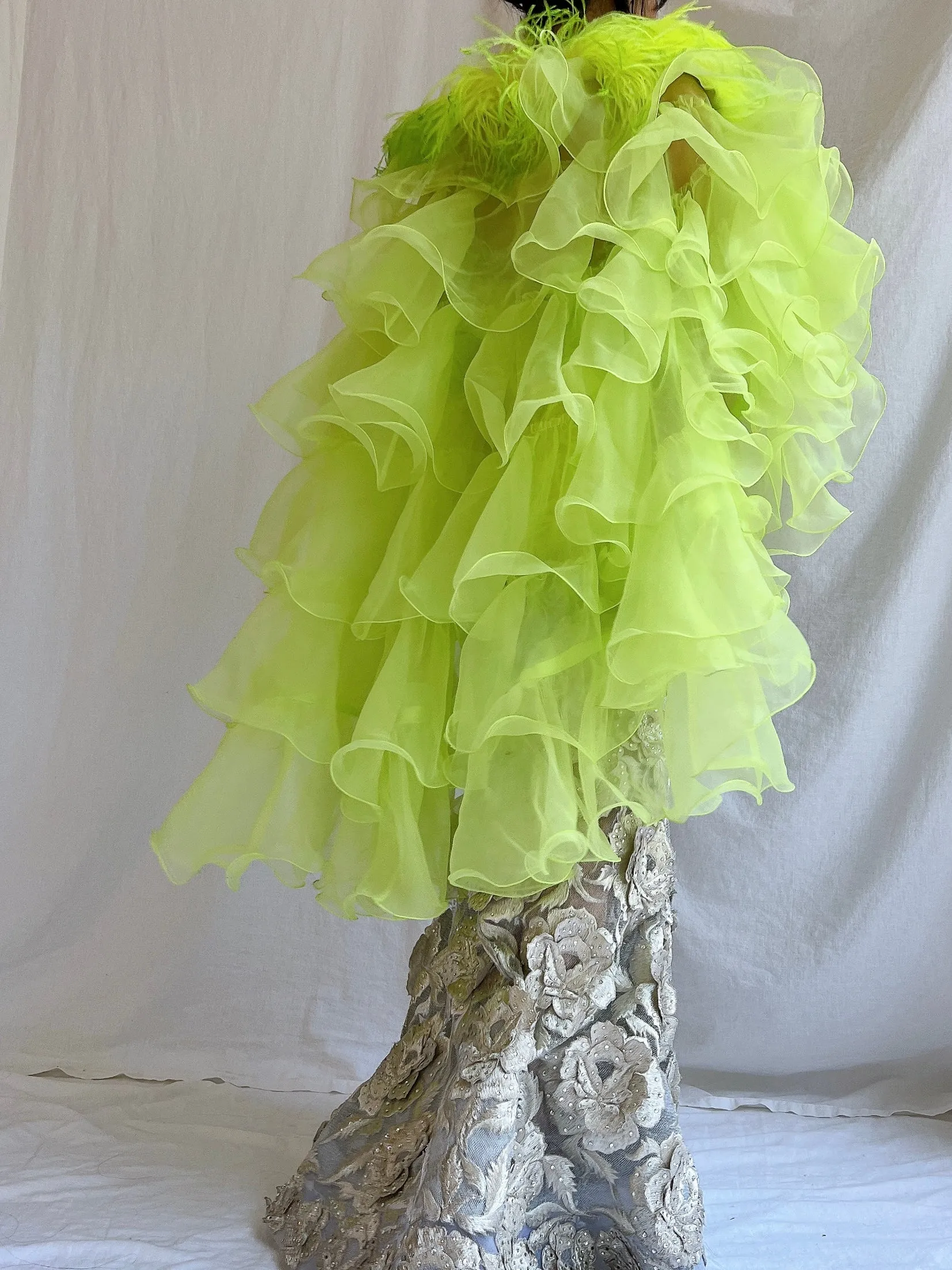 Vintage Feather Ruffle Shawl - OSFA