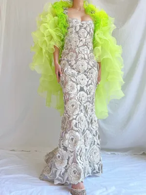 Vintage Feather Ruffle Shawl - OSFA