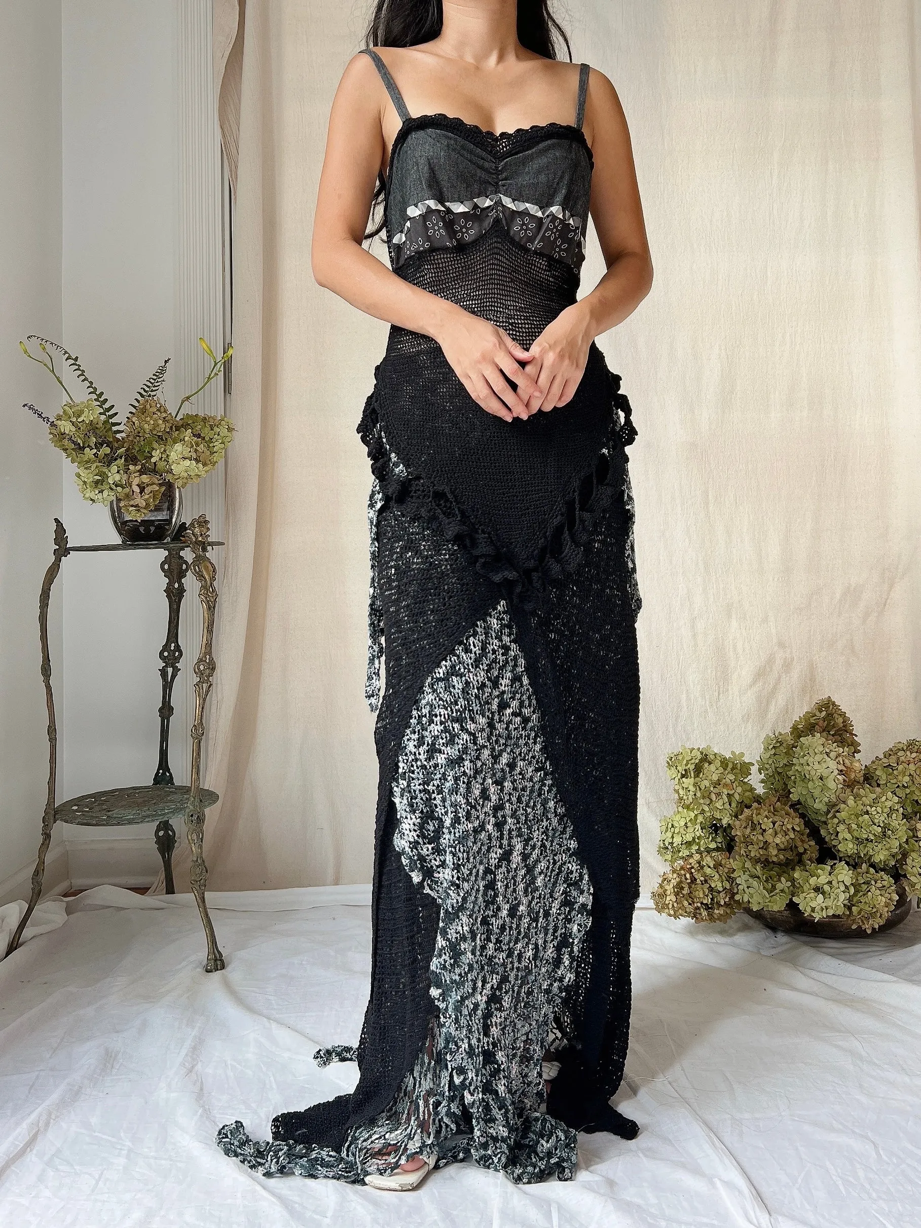 Vintage Handmade Crochet Gown - S