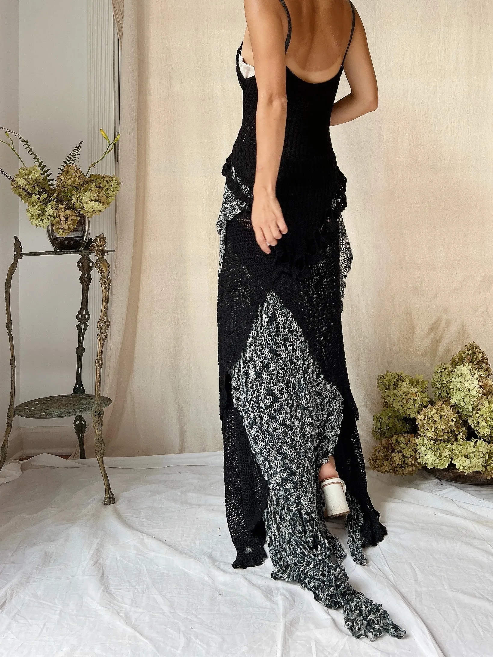 Vintage Handmade Crochet Gown - S