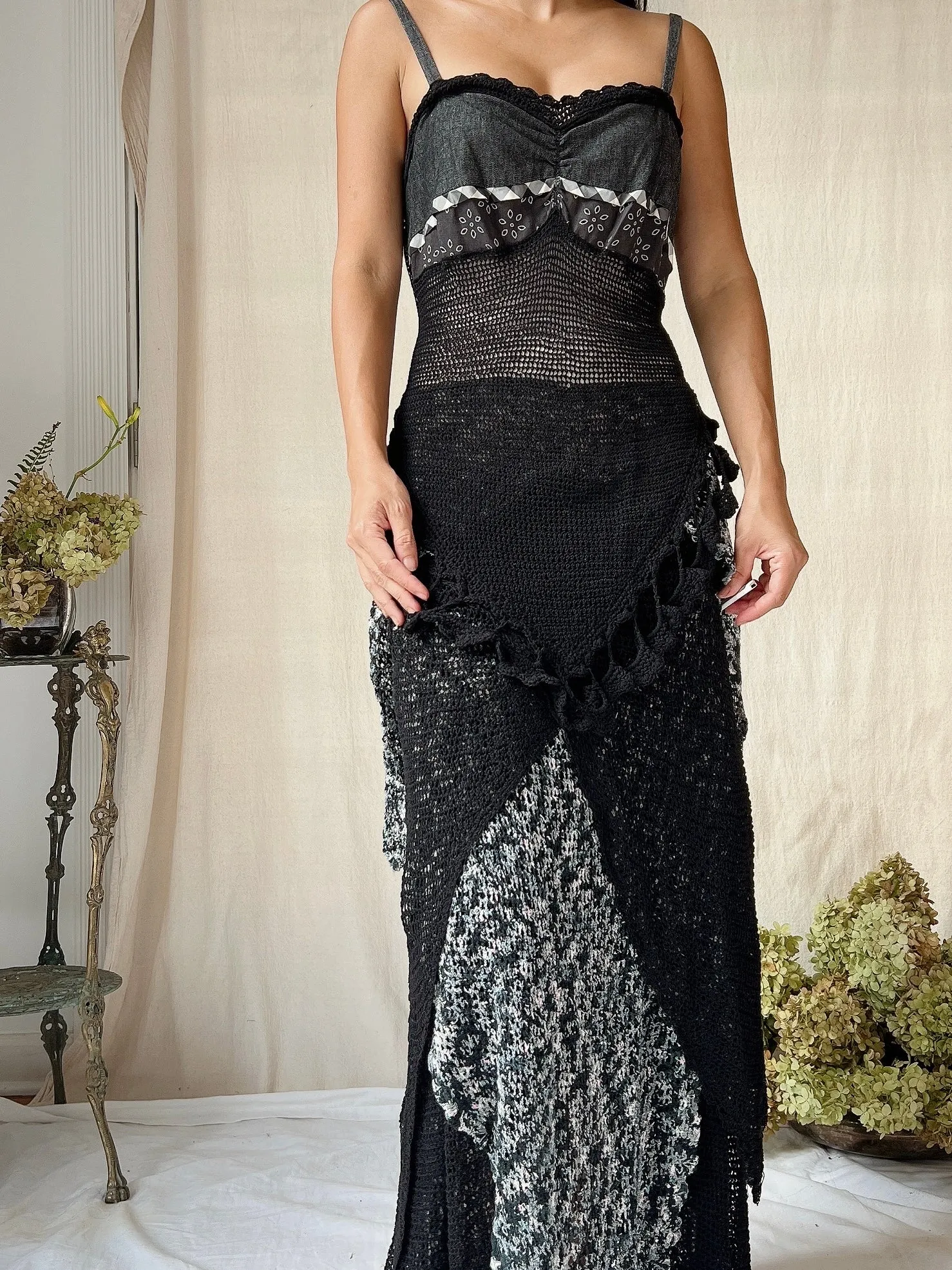 Vintage Handmade Crochet Gown - S