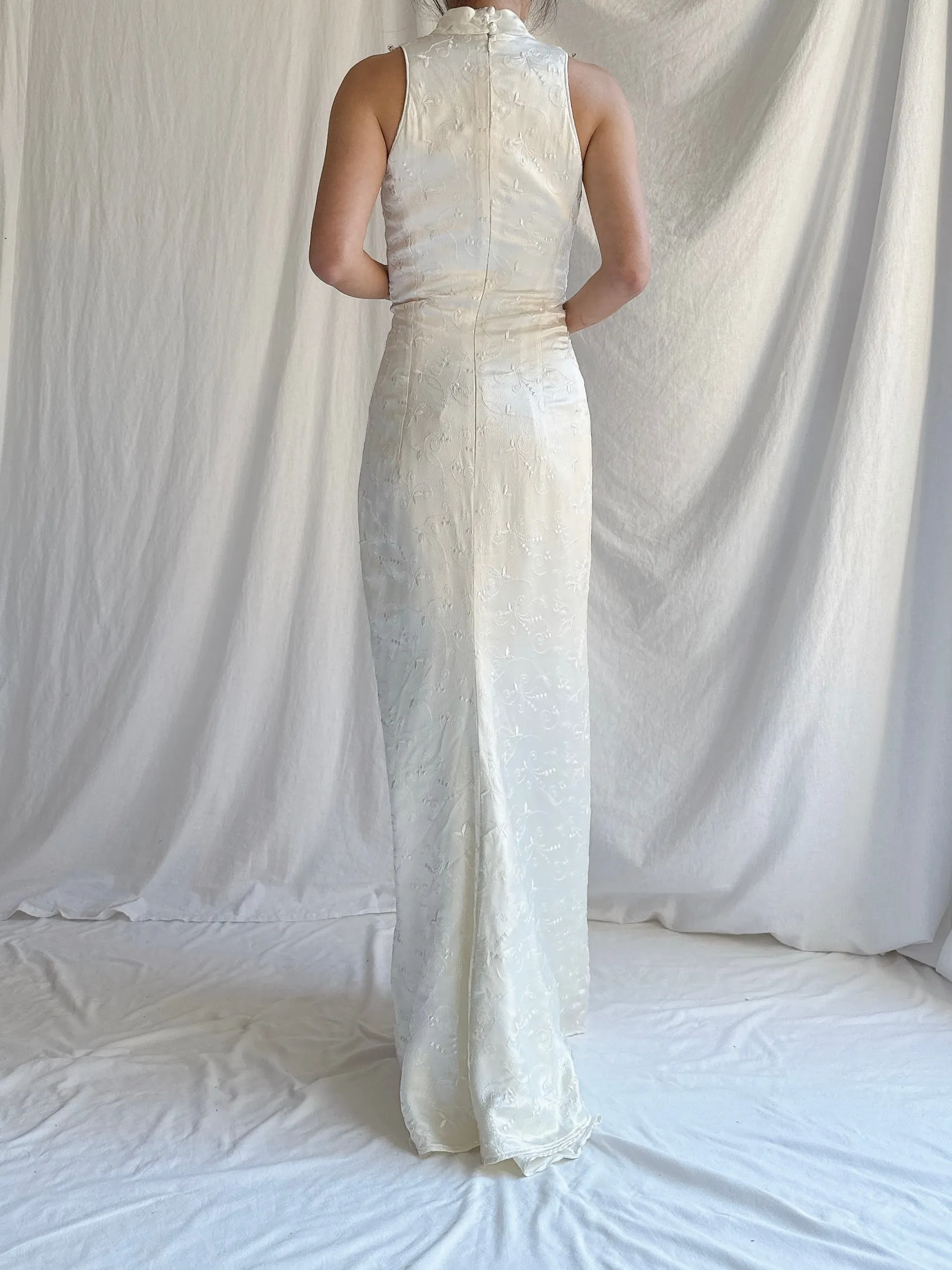 Vintage Jessica McClintock Satin Brocade Column Gown - XS/4