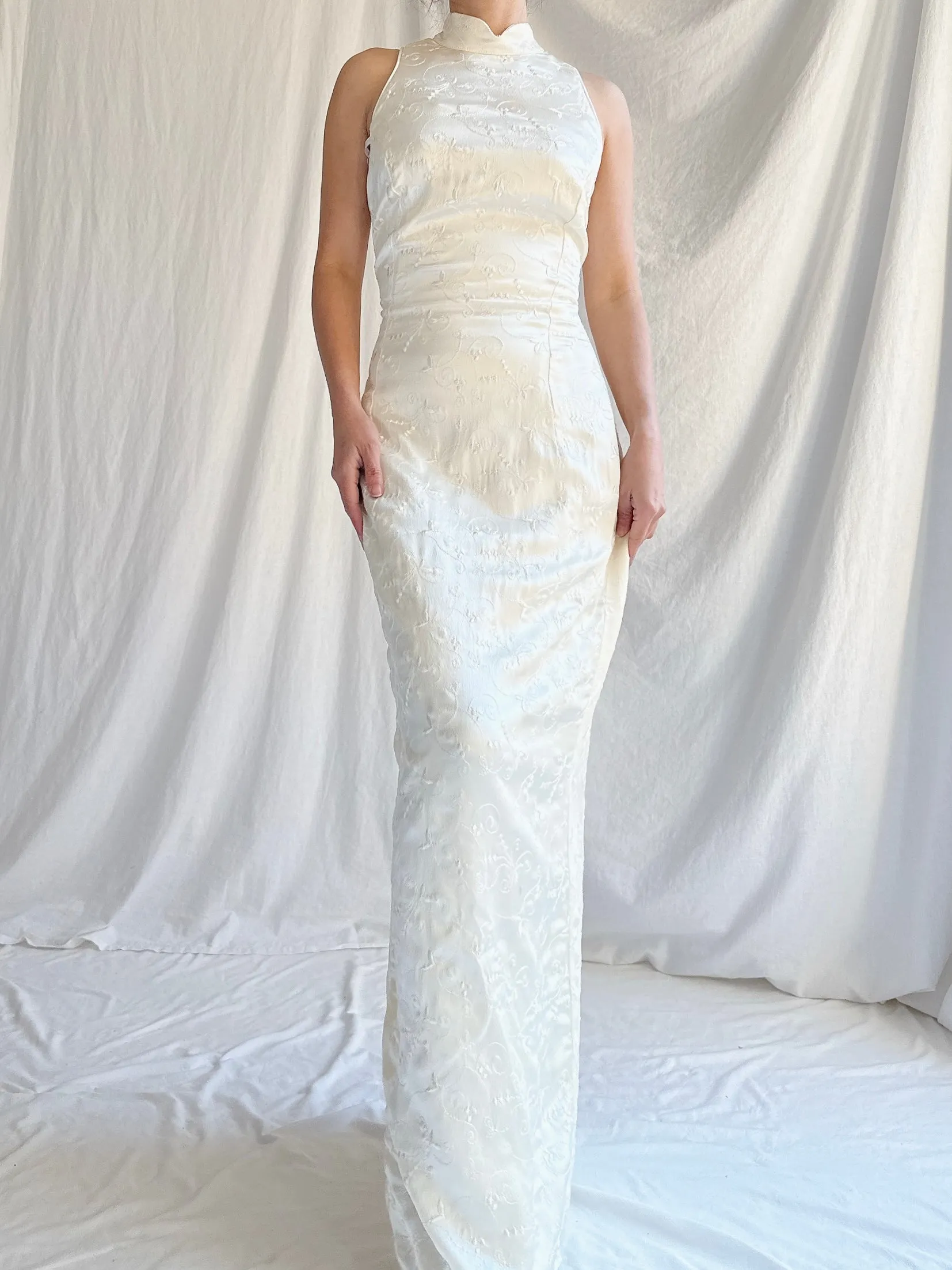 Vintage Jessica McClintock Satin Brocade Column Gown - XS/4