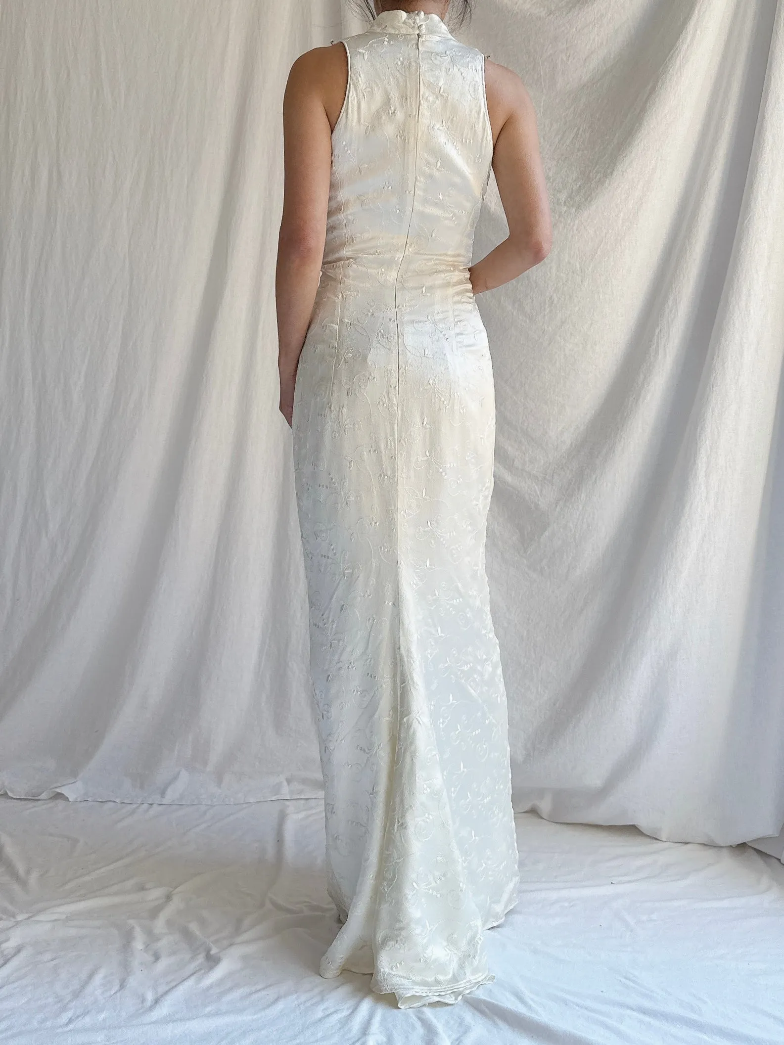 Vintage Jessica McClintock Satin Brocade Column Gown - XS/4