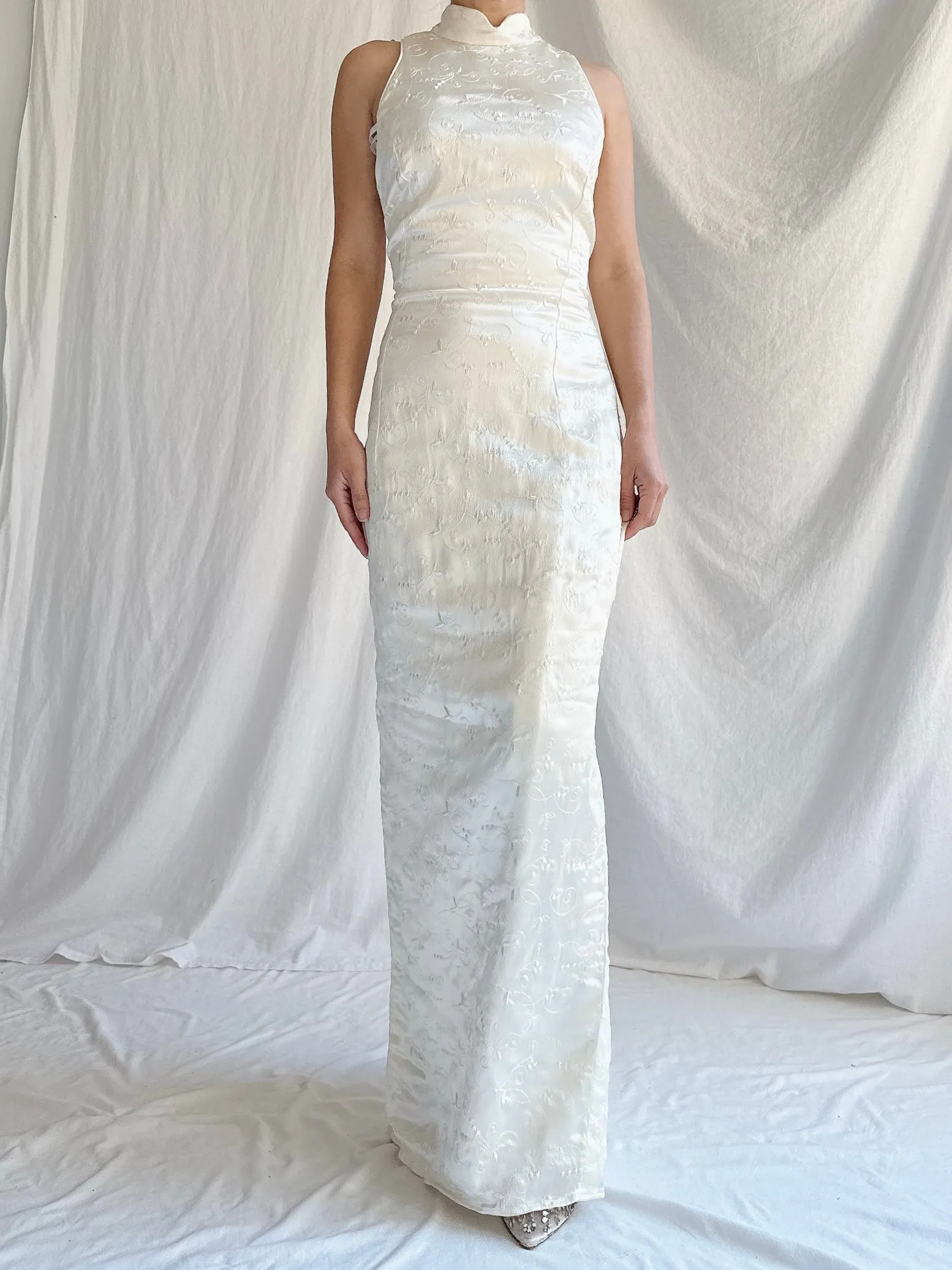 Vintage Jessica McClintock Satin Brocade Column Gown - XS/4