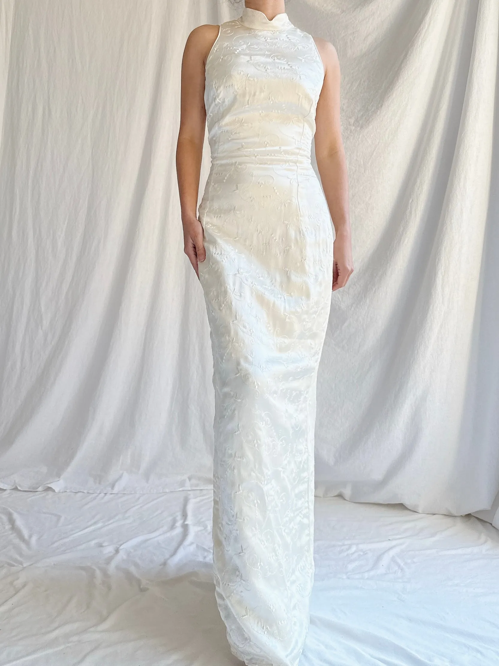 Vintage Jessica McClintock Satin Brocade Column Gown - XS/4