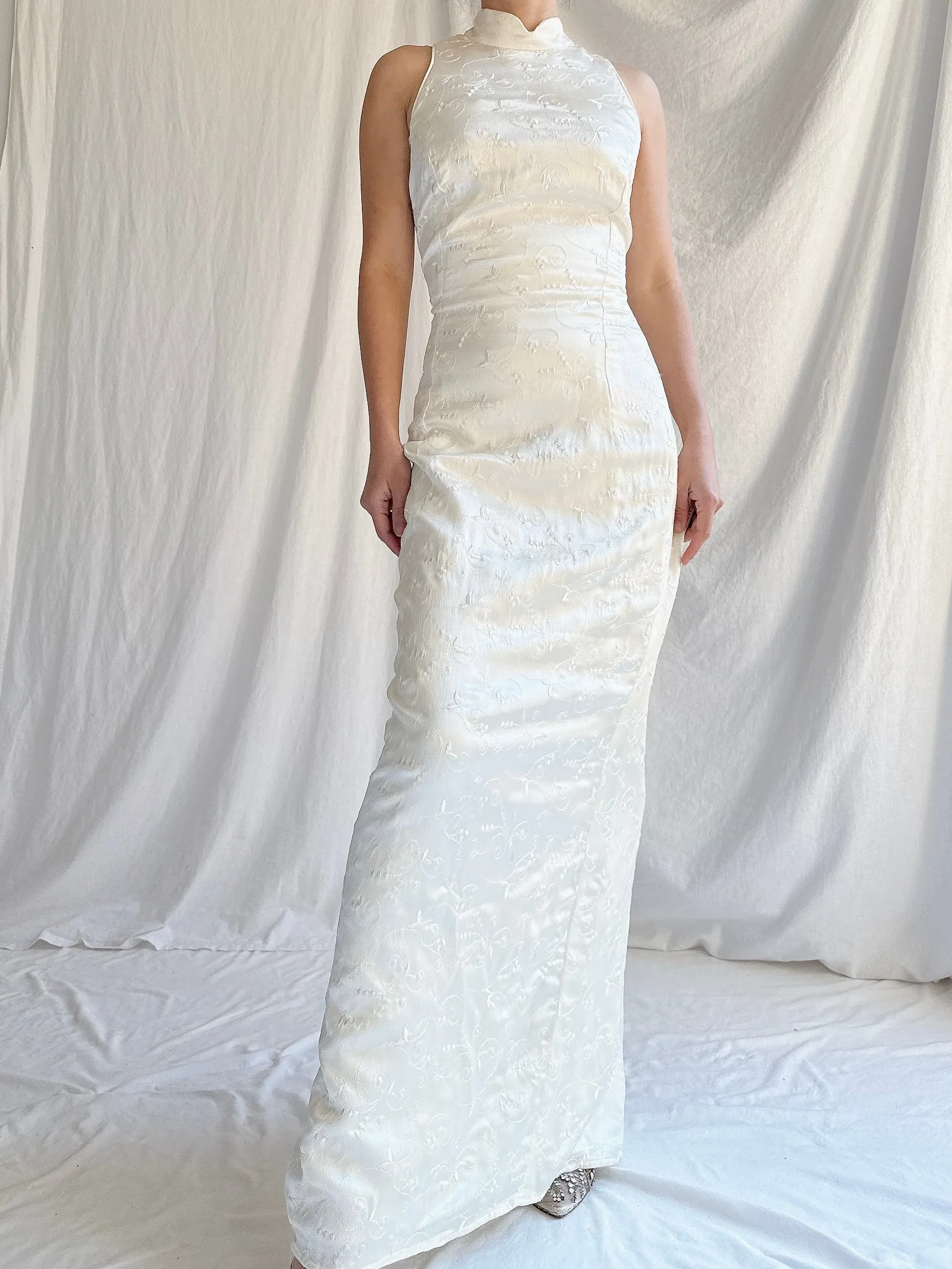 Vintage Jessica McClintock Satin Brocade Column Gown - XS/4