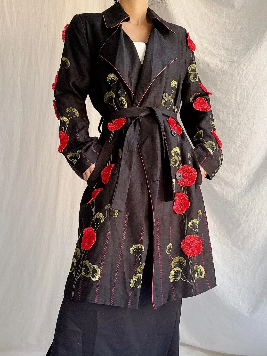 Vintage Linen Geranium Coat - S FR 38