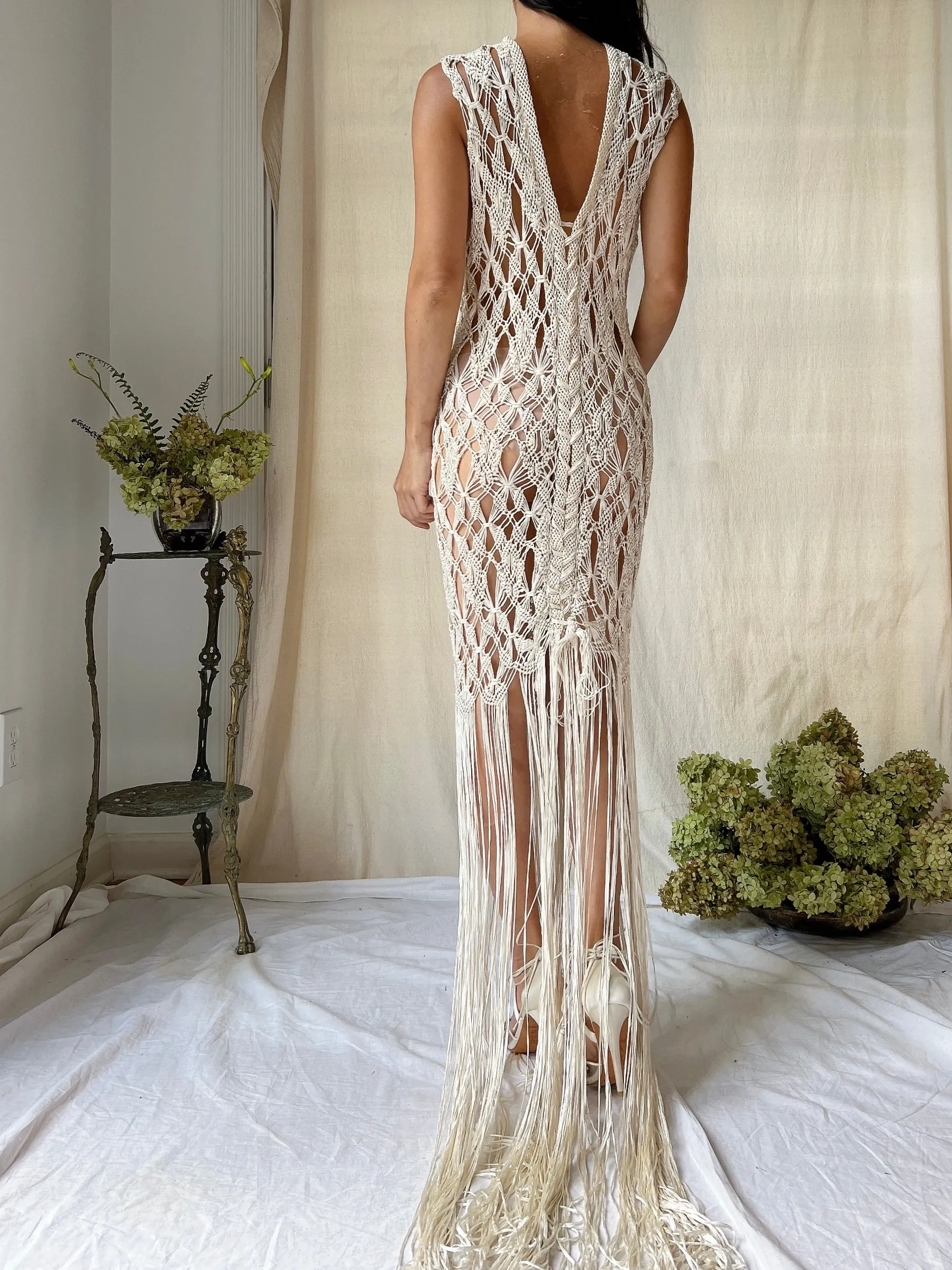 Vintage Macrame Reversible Gown - S-M