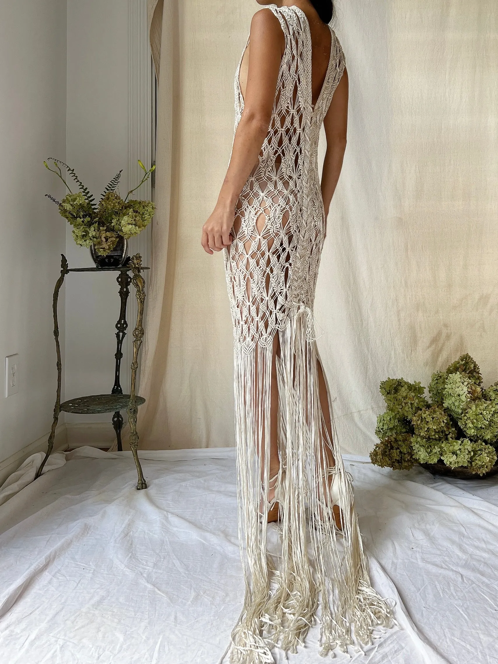 Vintage Macrame Reversible Gown - S-M