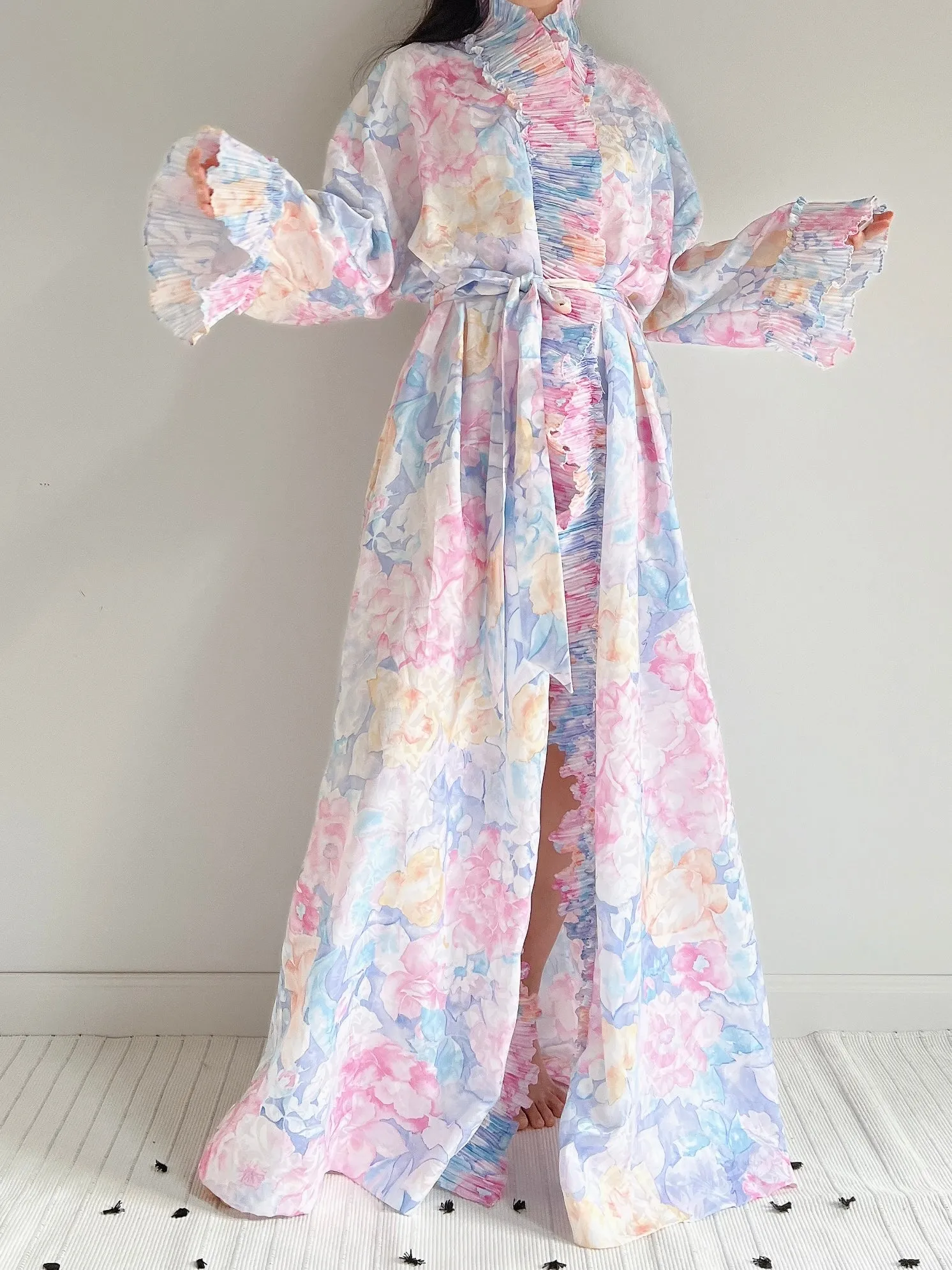 Vintage Mary McFadden Pastel Florals Duster - OSFM