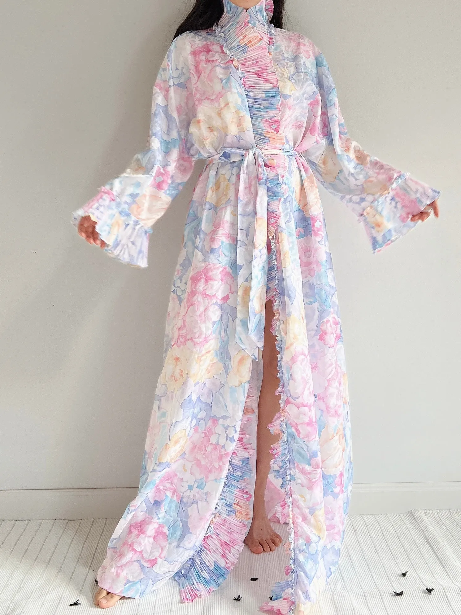 Vintage Mary McFadden Pastel Florals Duster - OSFM
