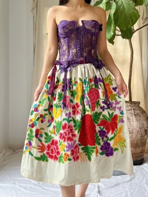 Vintage Rayon Embroidered Skirt - S/M