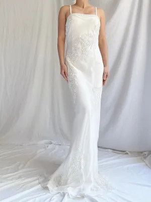 Vintage Silk Chiffon Beaded Dress - S