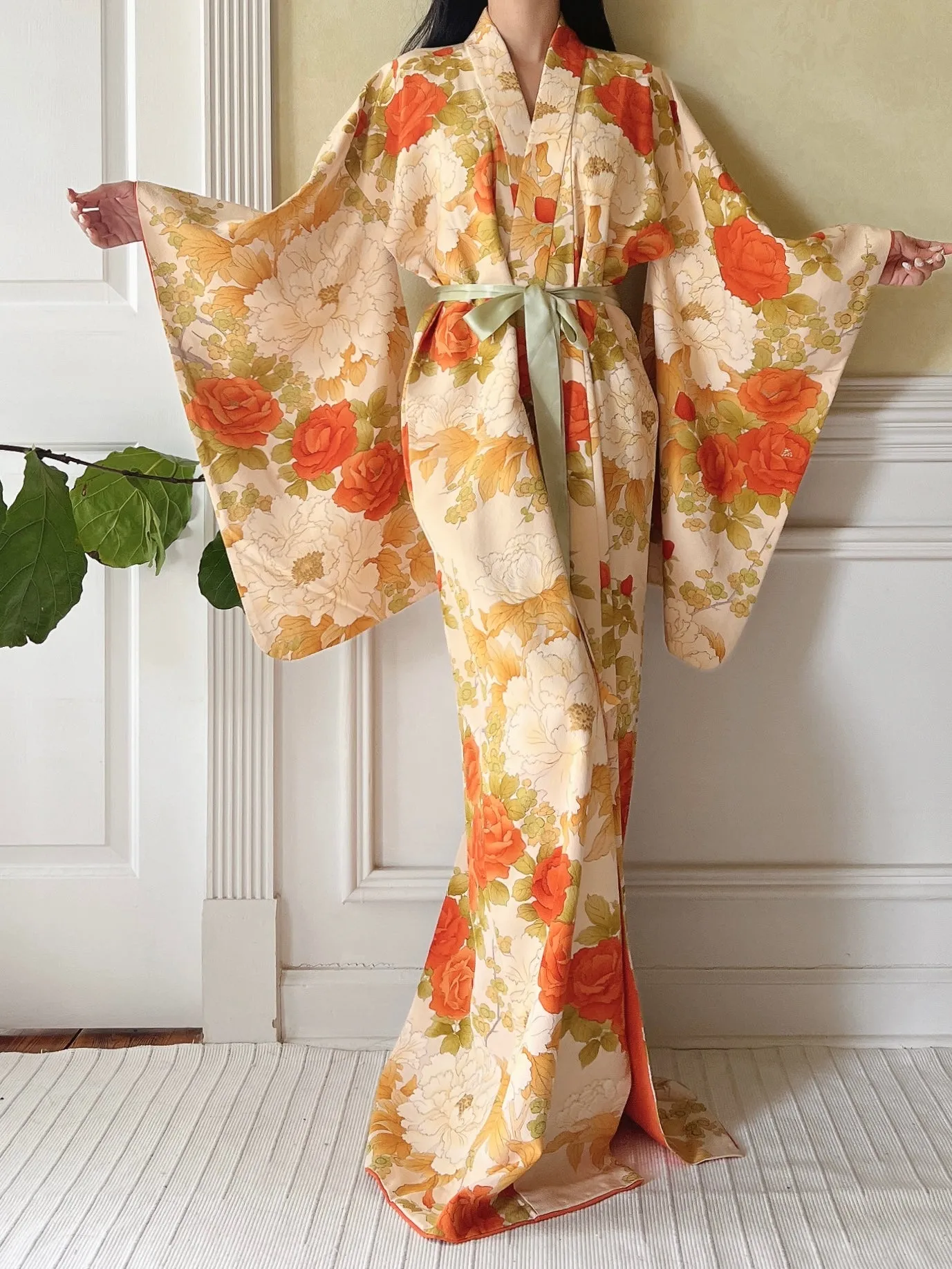 Vintage Silk Fall Florals Kimono - OSFM