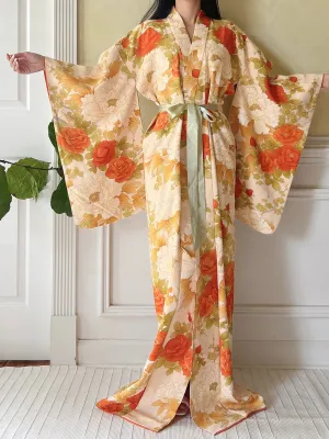 Vintage Silk Fall Florals Kimono - OSFM