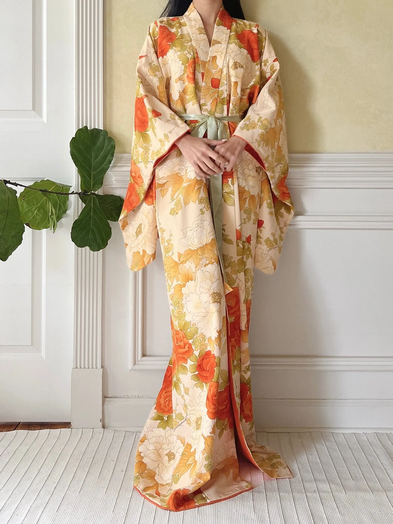 Vintage Silk Fall Florals Kimono - OSFM