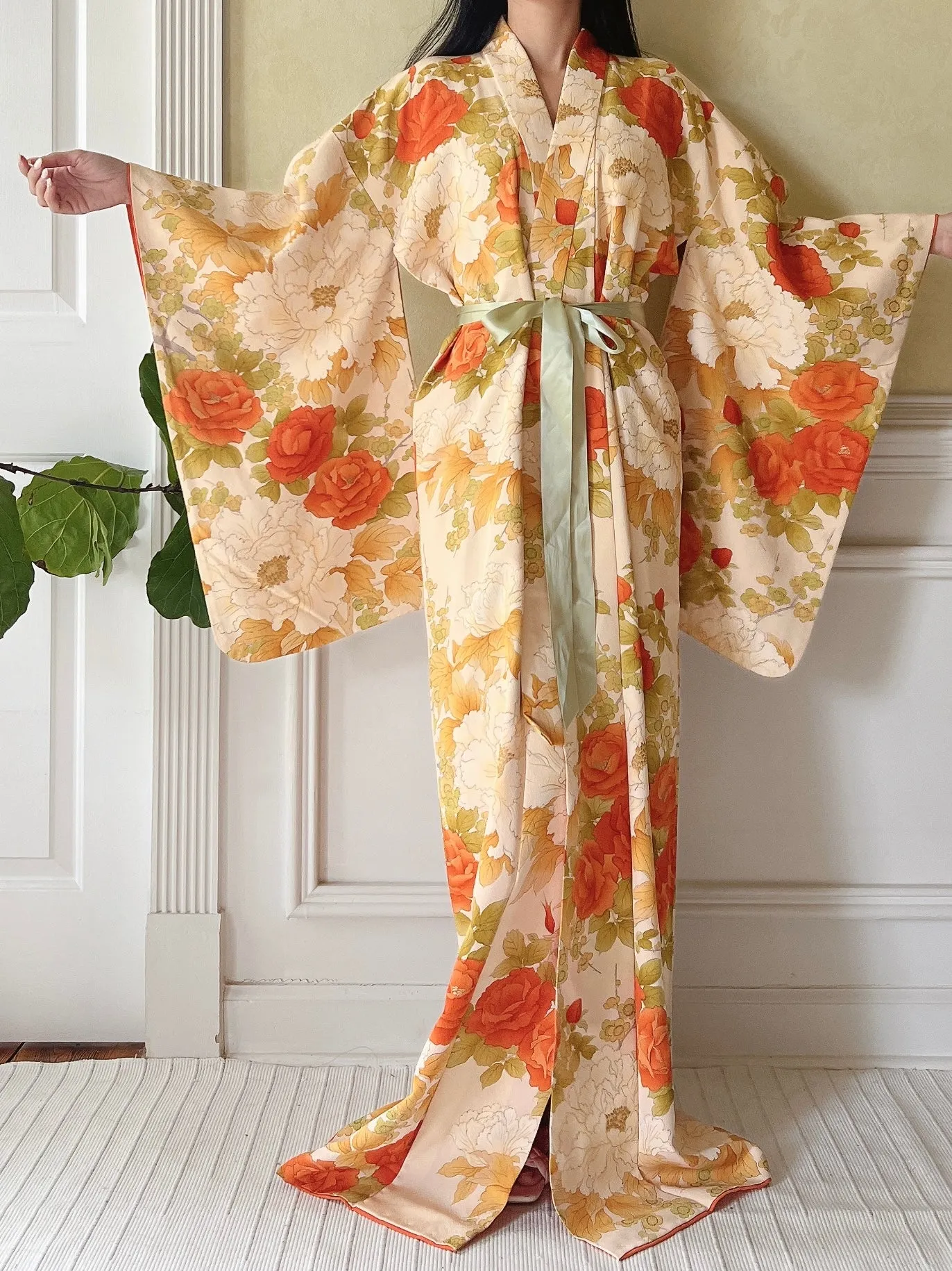 Vintage Silk Fall Florals Kimono - OSFM