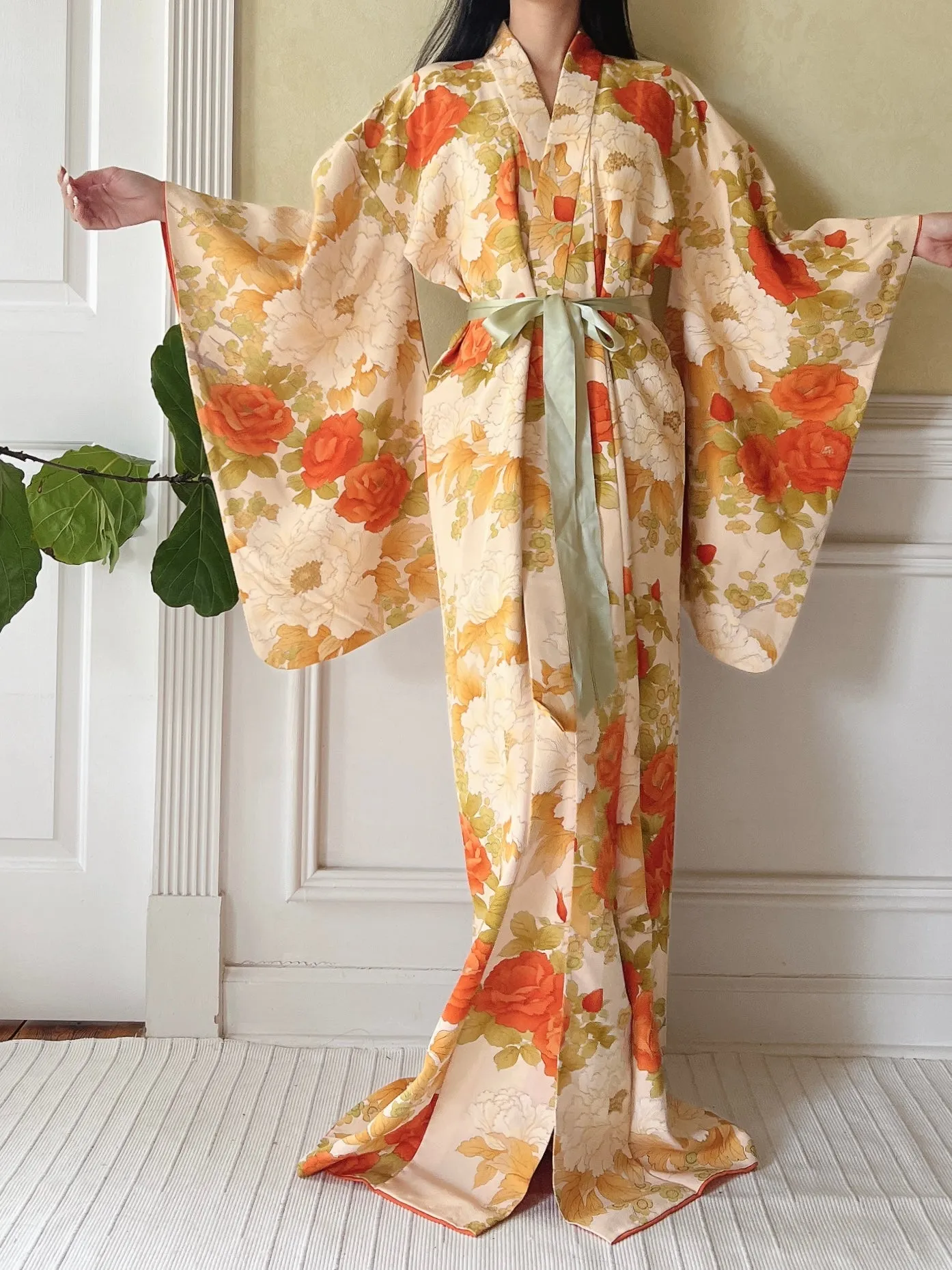 Vintage Silk Fall Florals Kimono - OSFM
