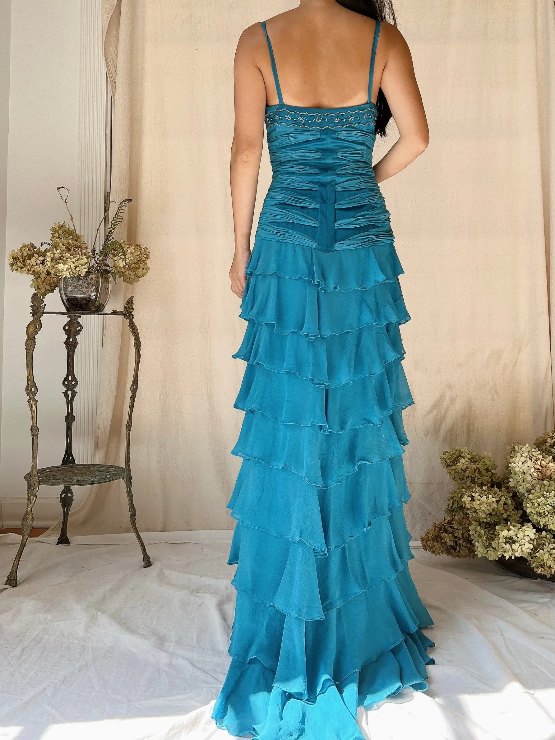 Vintage Silk Layered  Ribbon Dress - S
