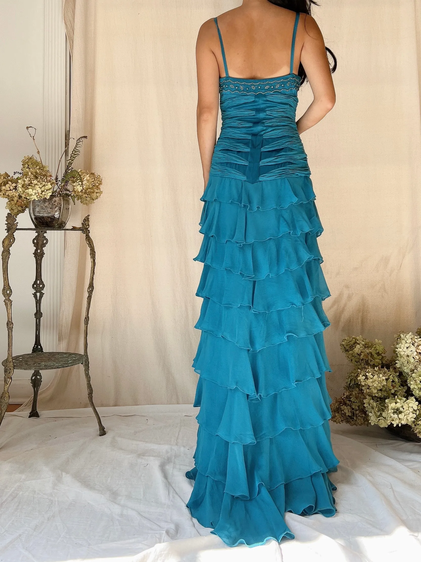 Vintage Silk Layered  Ribbon Dress - S