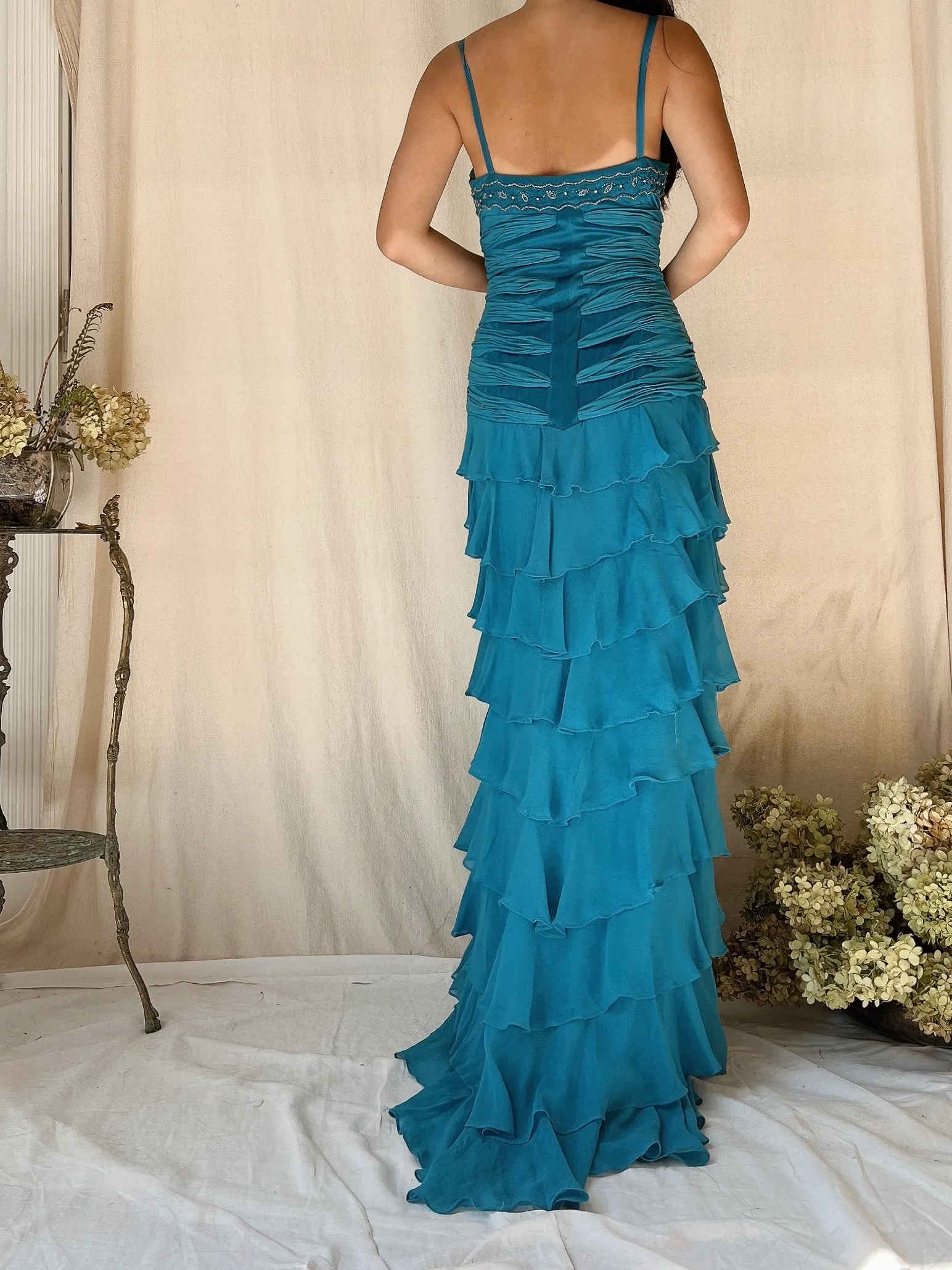 Vintage Silk Layered  Ribbon Dress - S
