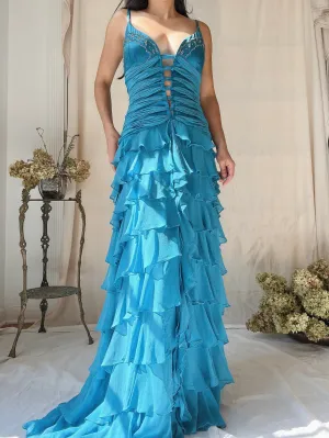 Vintage Silk Layered  Ribbon Dress - S