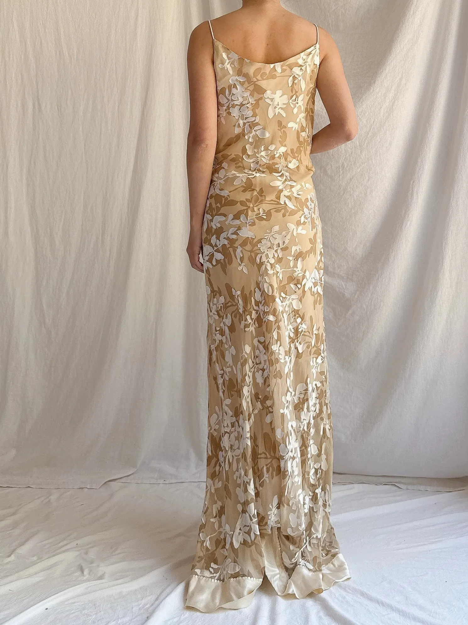 Vintage Silk/Rayon Floral Gown - M