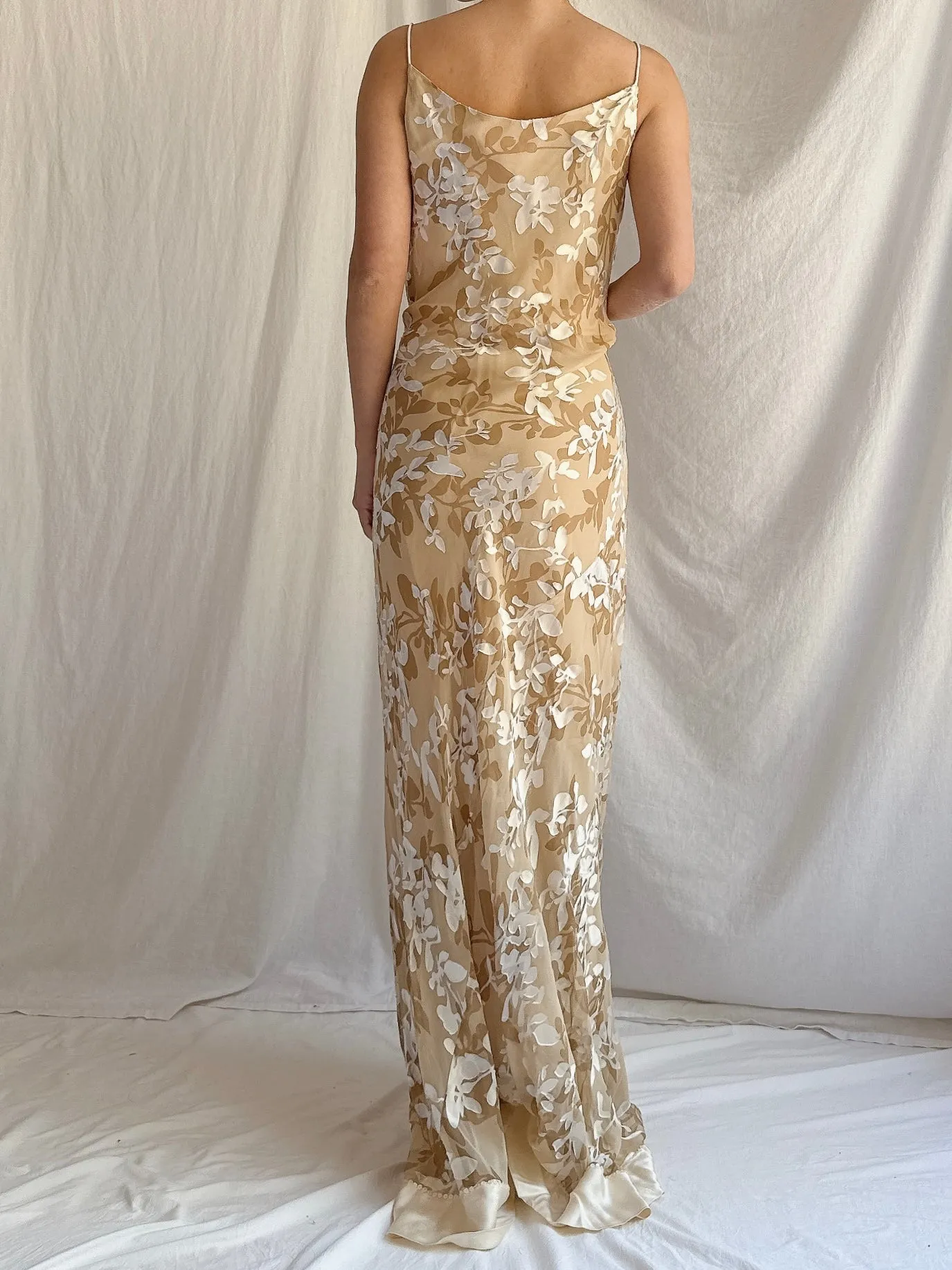 Vintage Silk/Rayon Floral Gown - M