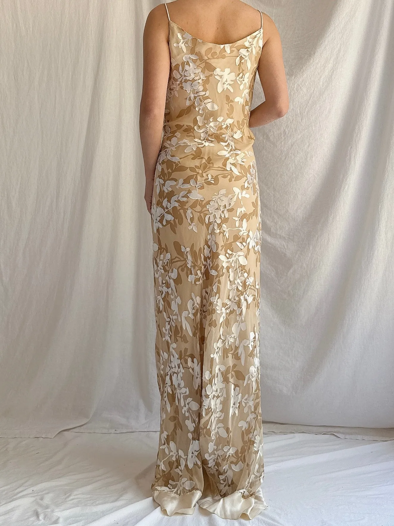 Vintage Silk/Rayon Floral Gown - M