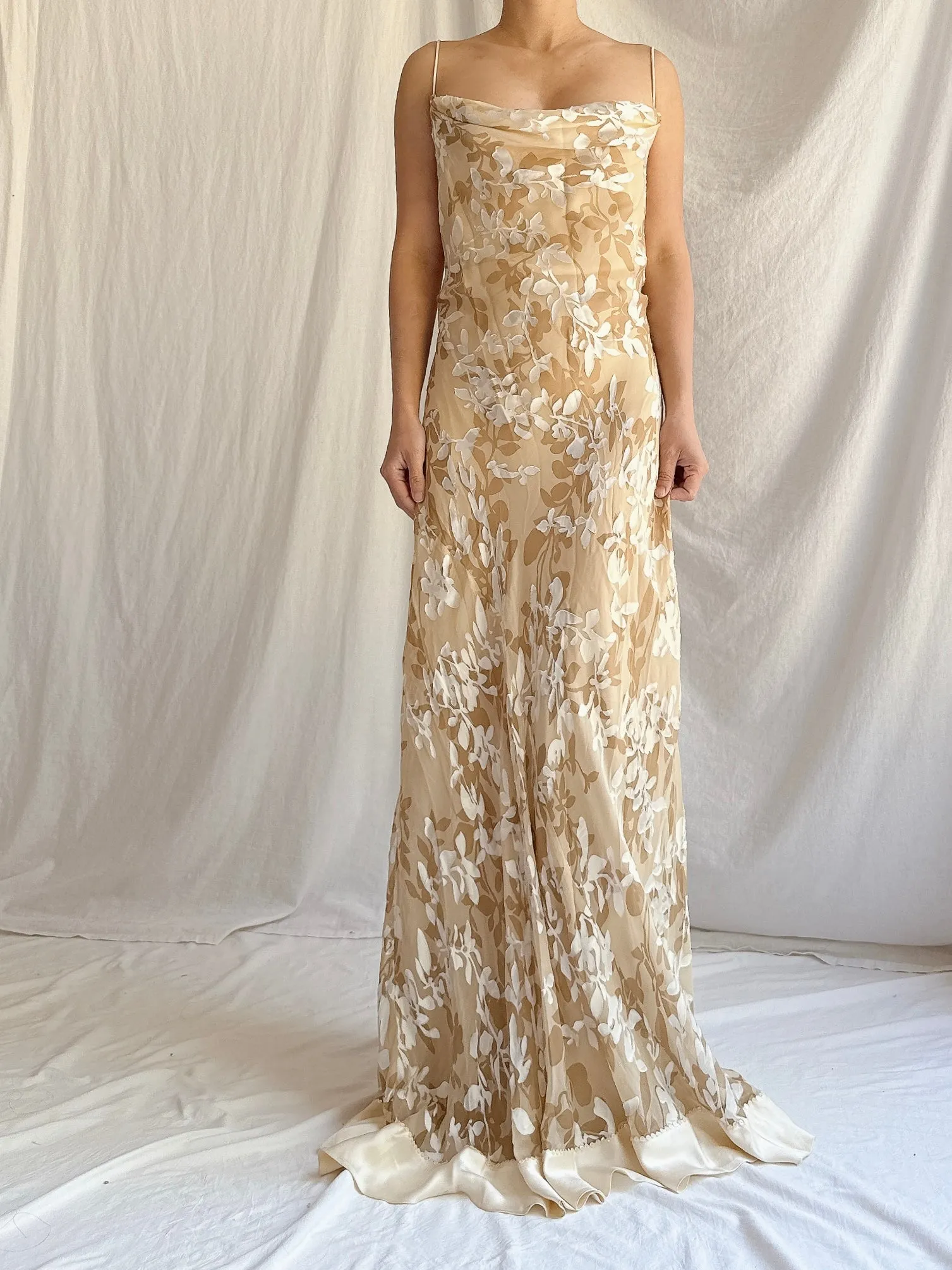 Vintage Silk/Rayon Floral Gown - M
