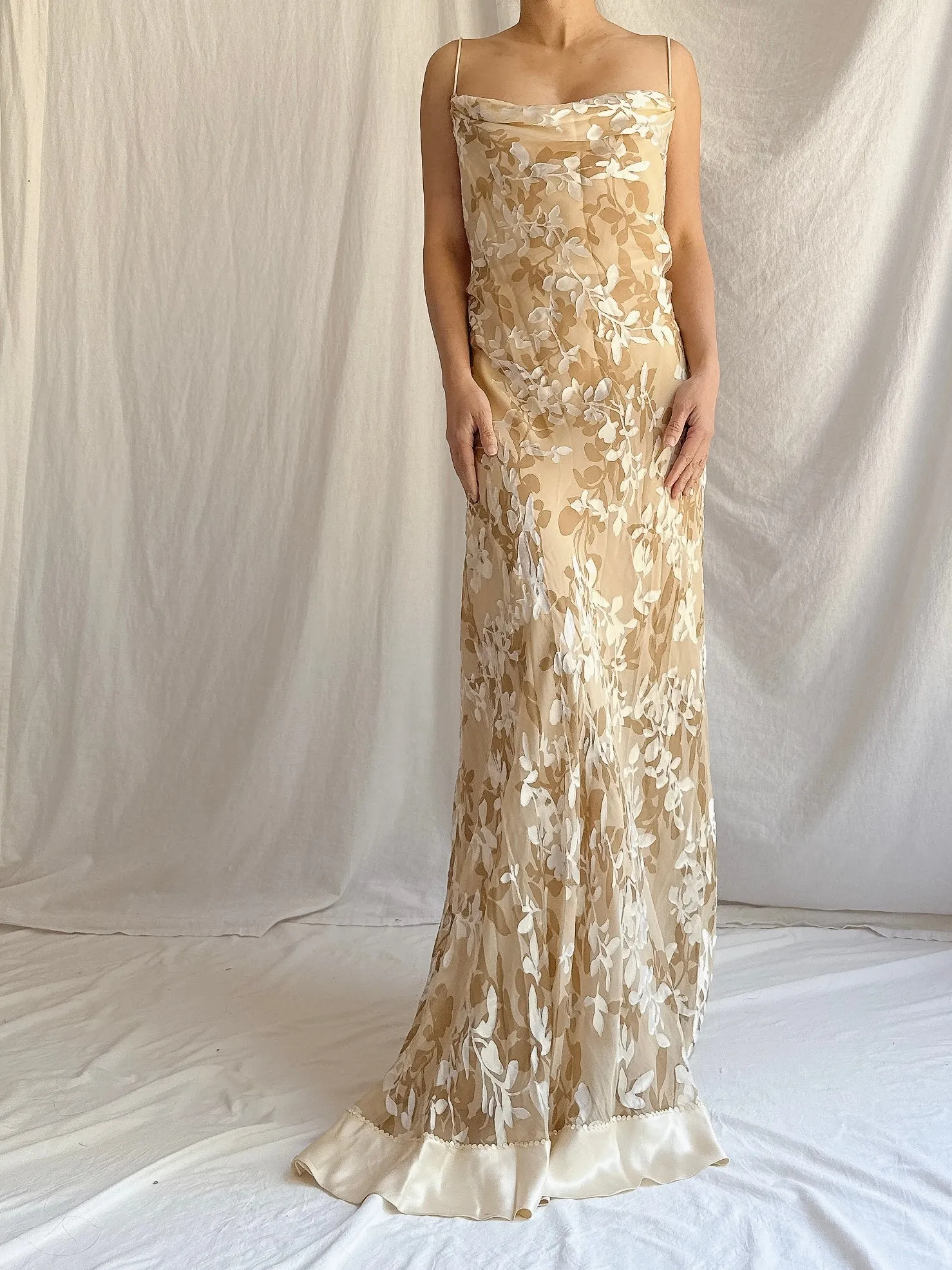 Vintage Silk/Rayon Floral Gown - M