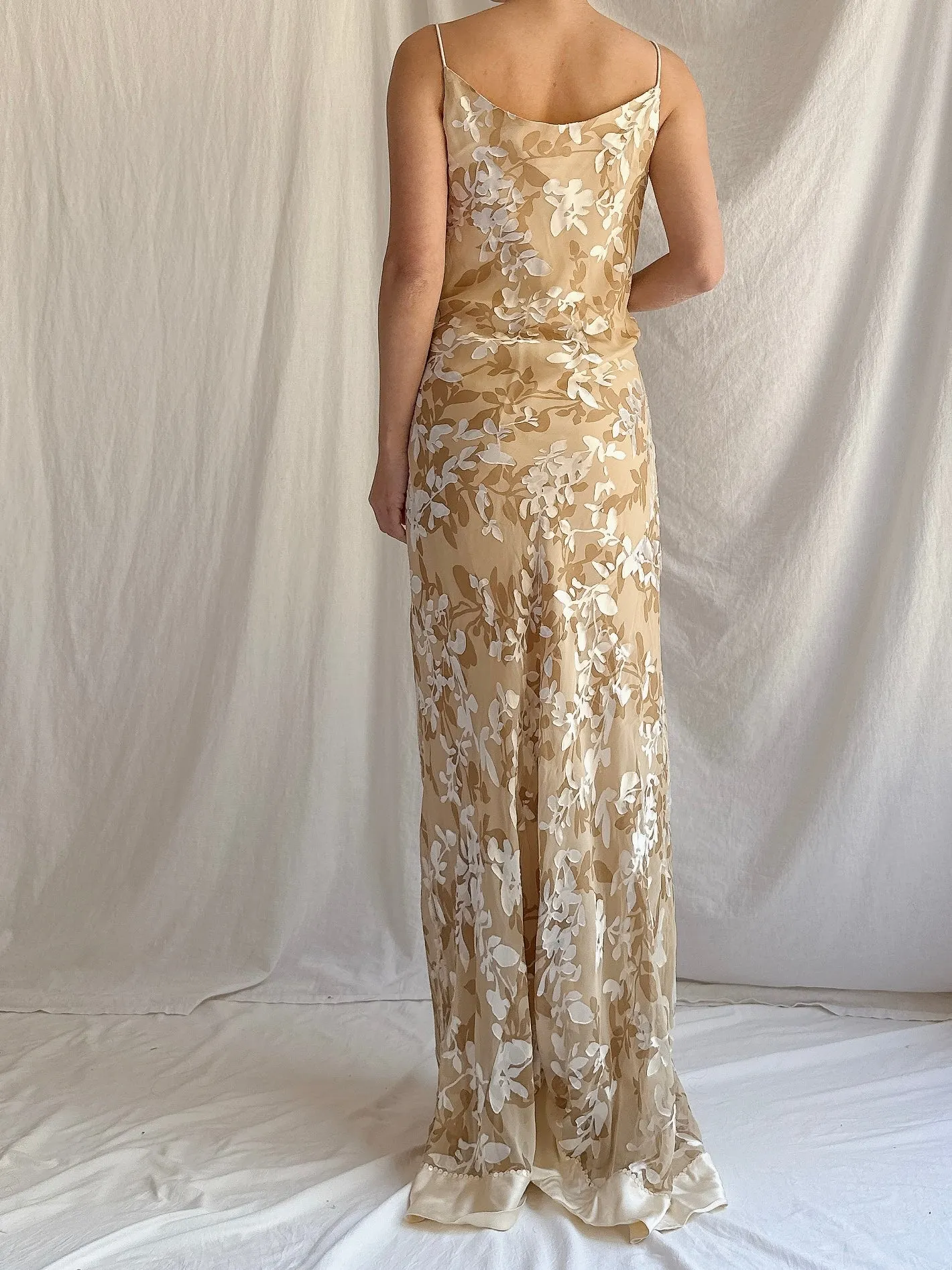 Vintage Silk/Rayon Floral Gown - M