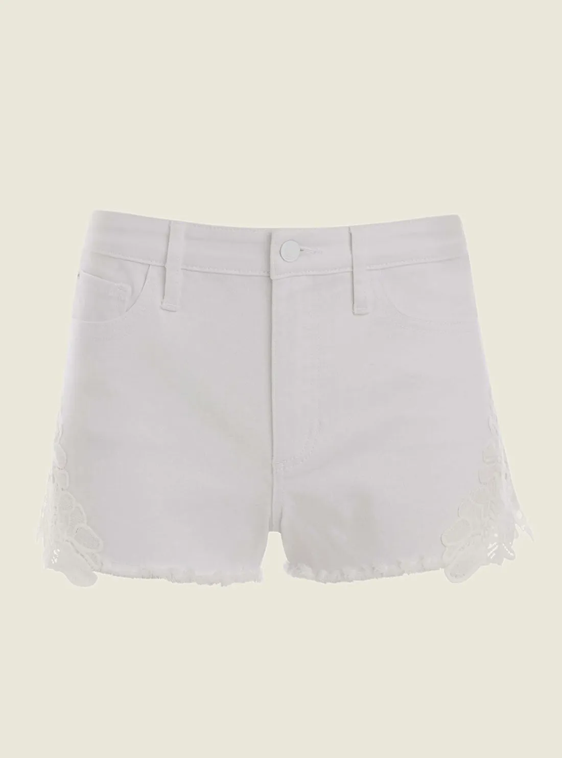 White 1981 Embroidered Denim Shorts