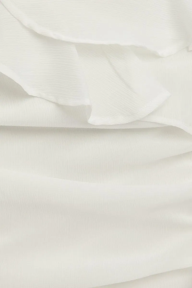 White Frill Detailed Ruched Skirt