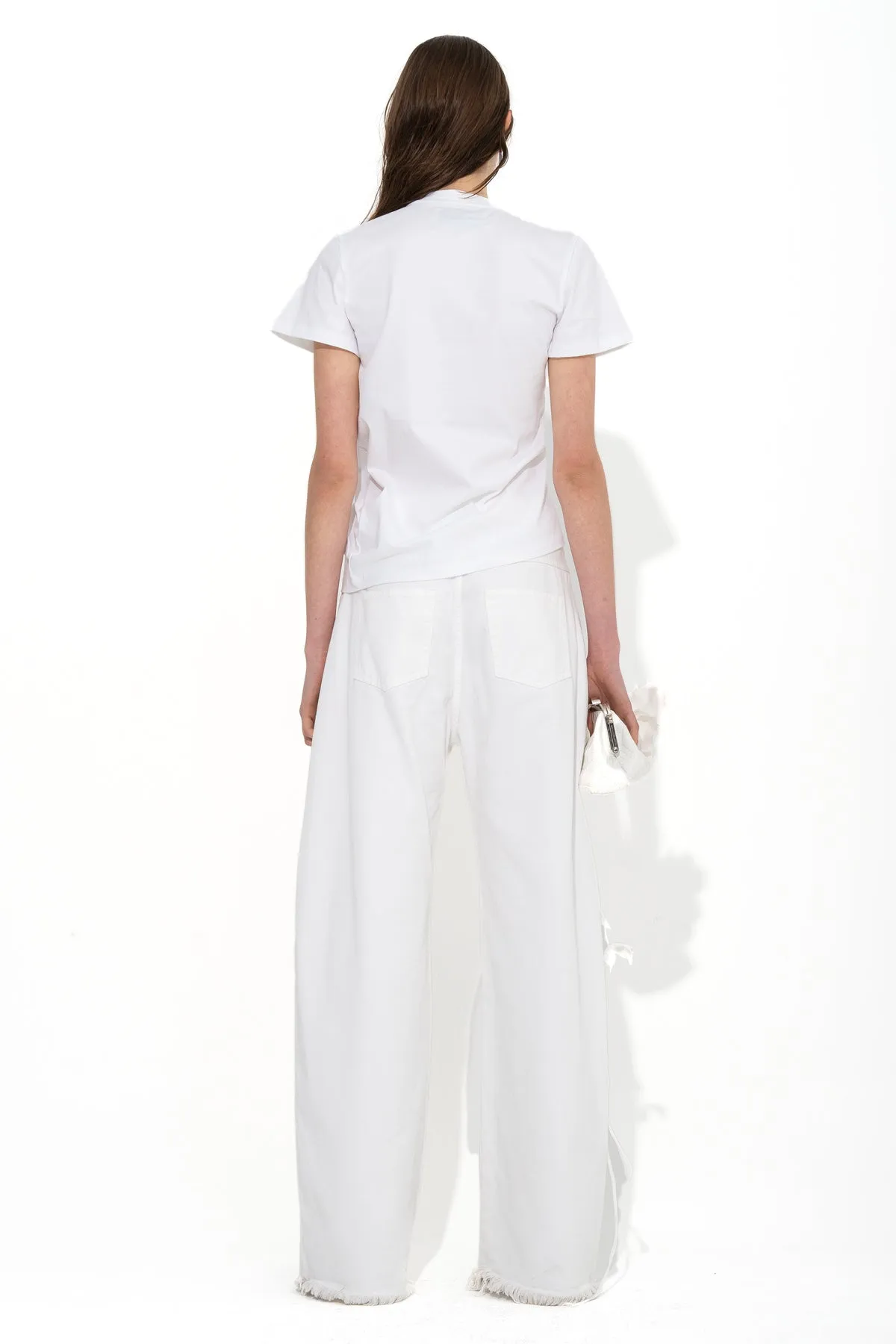 WHITE GATHERED T-SHIRT