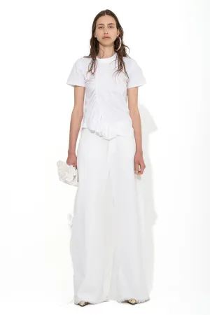 WHITE GATHERED T-SHIRT