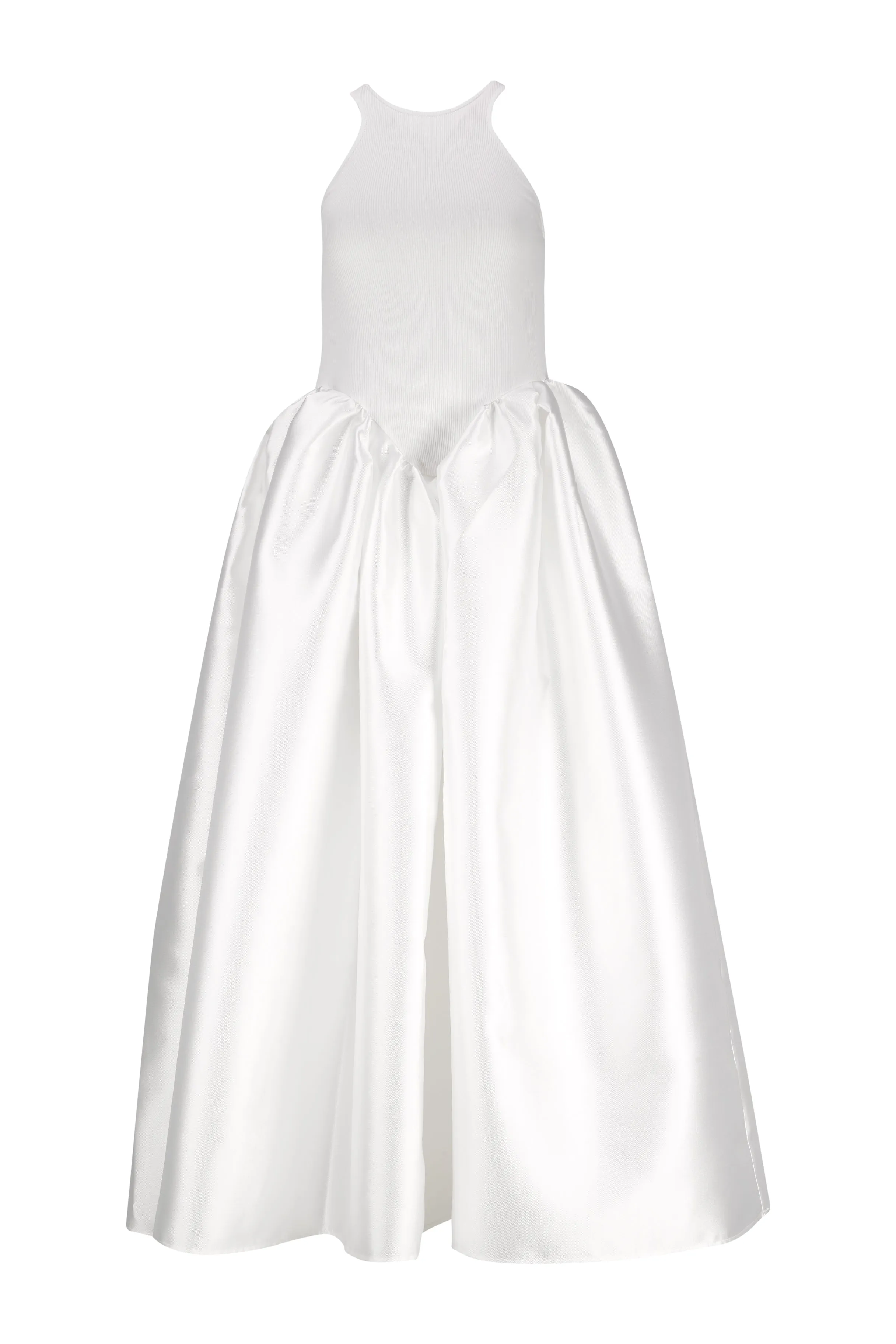 WHITE LONG DRESS WITH FULL SKIRT